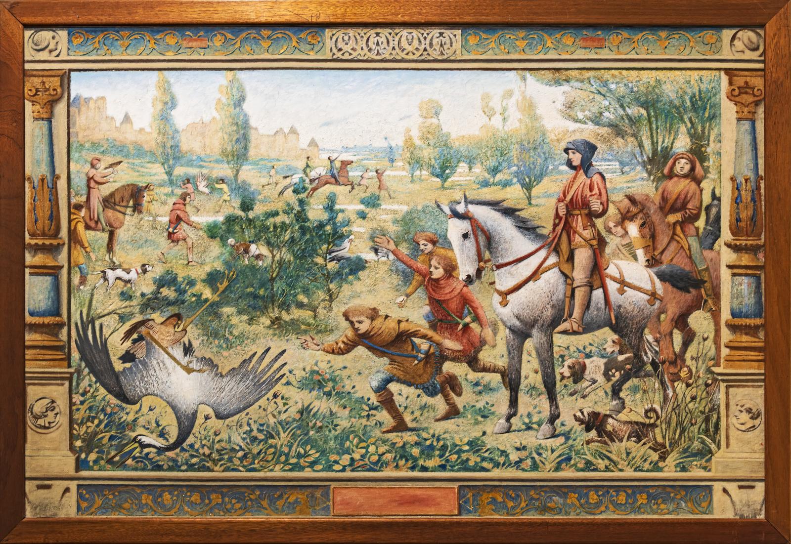 (Lavaur) La Chasse au Moyen Age (Chasse au faucon) - Henri Rachou made in 1893