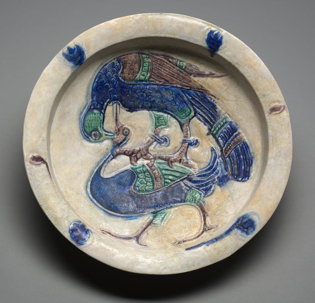 Dish with Falcon Attacking a Water Bird 