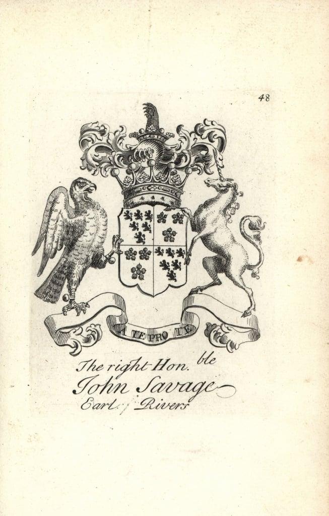 Coat of arms and crest of the right honorable John Savage, 5th Earl of Rivers by Andrew Johnston