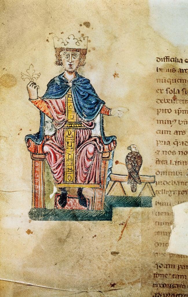  Federico II of Svevia, illustration from De arte venandi cum avibus, c.1220-50 (APC 2 of Svevia, il
